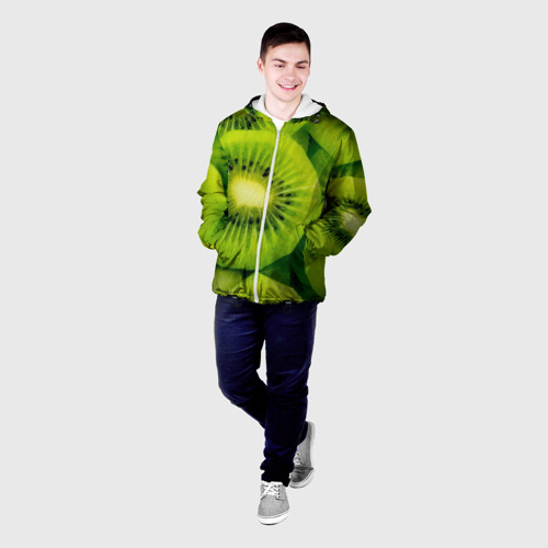 Мужская куртка 3D Зеленый киви, цвет 3D печать - фото 3