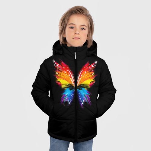 Зимняя куртка для мальчиков 3D с принтом Бабочка, фото на моделе #1