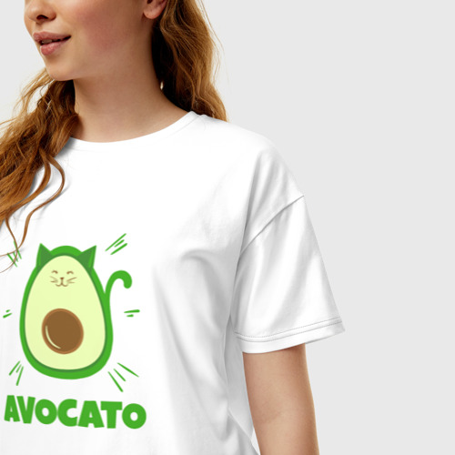 Женская футболка хлопок Oversize Авокадо Авокато, цвет белый - фото 3