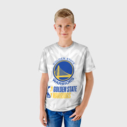 Футболка с принтом Golden State Warriors - 30 number Stephen Curry для ребенка, вид на модели спереди №2. Цвет основы: белый