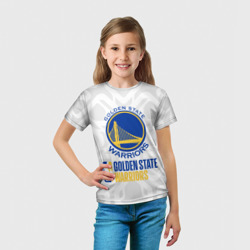 Футболка с принтом Golden State Warriors - 30 number Stephen Curry для ребенка, вид на модели спереди №3. Цвет основы: белый