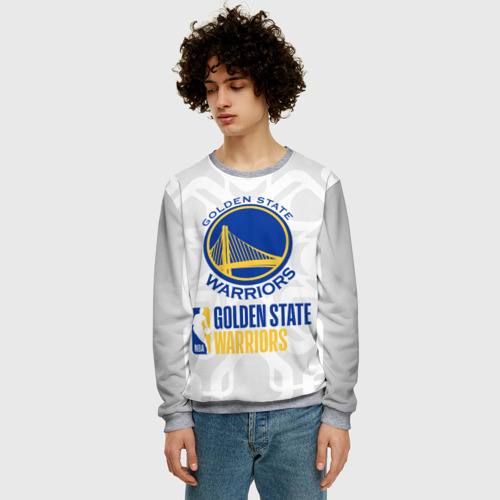 Мужской свитшот 3D Golden State Warriors - 30 number Stephen Curry, цвет меланж - фото 3