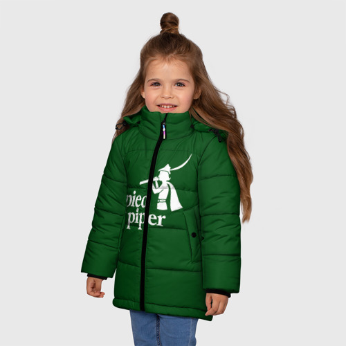 Зимняя куртка для девочек 3D Пегий дудочник, цвет черный - фото 3