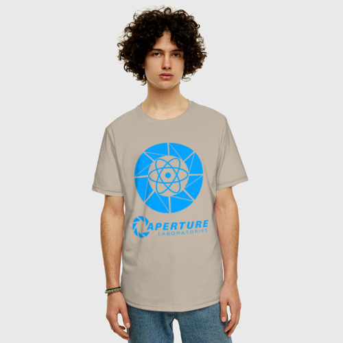 Мужская футболка хлопок Oversize Portal, цвет миндальный - фото 3