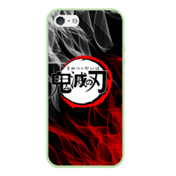 Чехол для iPhone 5/5S матовый Kimetsu no Yaiba встретилось пламя