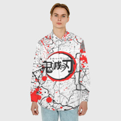 Мужская рубашка oversize 3D Kimetsu no Yaiba потрескавшаяся земля - фото 2