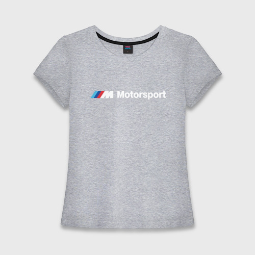 Женская футболка хлопок Slim БМВ Мотоспорт, цвет меланж