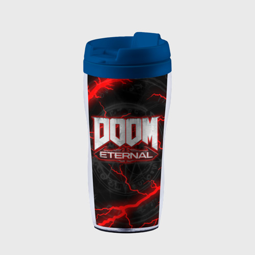 Термокружка-непроливайка Doom eternal, цвет синий