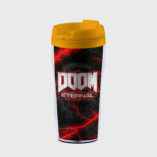 Термокружка-непроливайка Doom eternal, цвет желтый