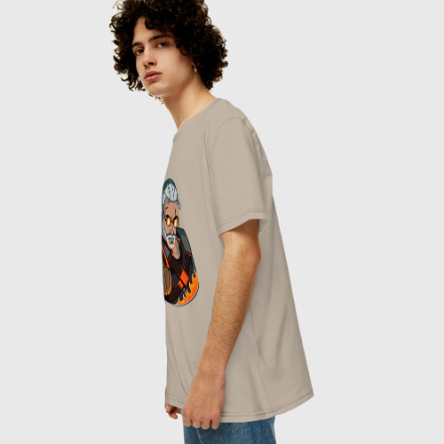 Мужская футболка хлопок Oversize с принтом Ведьмак, вид сбоку #3
