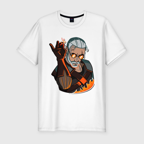Мужская приталенная футболка из хлопка с принтом Ведьмак, вид спереди №1
