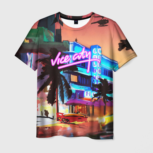 Мужская футболка с принтом GTA: Vice city, вид спереди №1