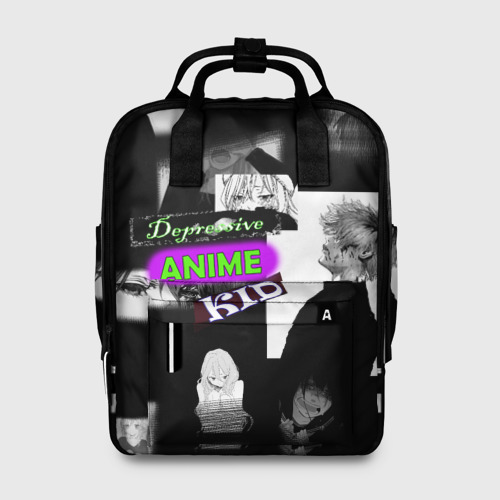 Женский рюкзак 3D с принтом Depressive anime kid, вид спереди #2