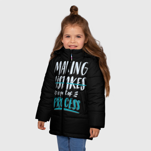 Зимняя куртка для девочек 3D Ошибки - часть прогресса, цвет черный - фото 3