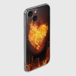 Чехол для iPhone 15 силиконовый с защитой камеры Горячее сердце - фото 2