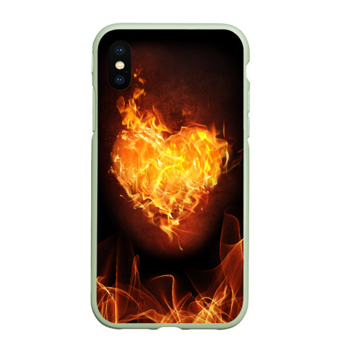 Чехол для iPhone XS Max матовый Горячее сердце, цвет салатовый