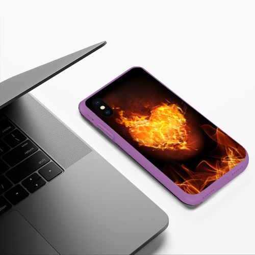 Чехол для iPhone XS Max матовый Горячее сердце, цвет фиолетовый - фото 5