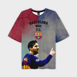 Мужская футболка oversize 3D Messi strong Barcelona