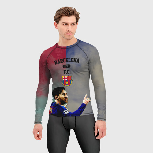 Мужской рашгард 3D с принтом Messi, фото на моделе #1