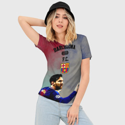 Женская футболка 3D Slim Messi strong Barcelona - фото 2