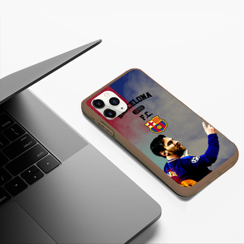 Чехол для iPhone 11 Pro Max матовый Messi strong Barcelona, цвет коричневый - фото 5