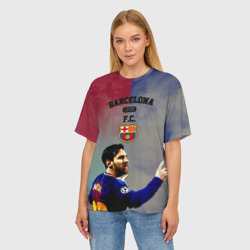 Женская футболка oversize 3D Messi strong Barcelona - фото 2