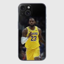 Чехол для iPhone 15 силиконовый с защитой камеры Леброн Джеймс