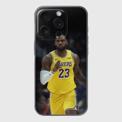 Чехол для iPhone 15 Pro Max силиконовый с защитой камеры Леброн Джеймс