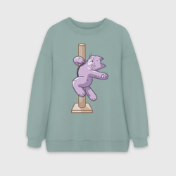 Женский свитшот oversize без начеса хлопок Котик на Пилоне