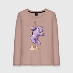 Женский лонгслив хлопок Котик на Пилоне