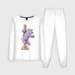 Женская пижама с лонгсливом хлопок Котик на Пилоне