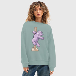 Женский свитшот oversize без начеса хлопок Котик на Пилоне - фото 2