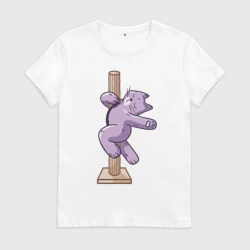 Женская футболка хлопок Котик на Пилоне