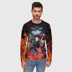 Мужской лонгслив 3D Клинок рассекающий демонов demon Slayer Kimetsu no Yaiba - фото 2
