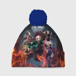 Шапка 3D c помпоном Клинок рассекающий демонов demon Slayer Kimetsu no Yaiba