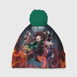 Шапка 3D c помпоном Клинок рассекающий демонов demon Slayer Kimetsu no Yaiba