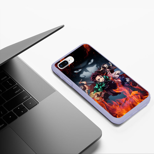 Чехол для iPhone 7Plus/8 Plus матовый Клинок рассекающий демонов demon Slayer Kimetsu no Yaiba, цвет светло-сиреневый - фото 5