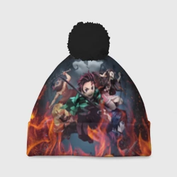 Шапка 3D c помпоном Клинок рассекающий демонов demon Slayer Kimetsu no Yaiba