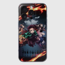 Чехол для iPhone 16 Pro Max силиконовый с защитой камеры Рассекающий демонов в огенных лучах