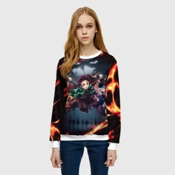 Женский свитшот 3D Рассекающий демонов в огенных лучах - фото 2