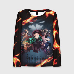 Женский лонгслив 3D Рассекающий демонов в огенных лучах