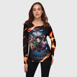 Женский лонгслив 3D Рассекающий демонов в огенных лучах - фото 2