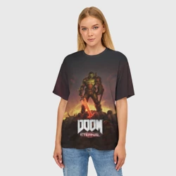 Женская футболка oversize 3D Doom eternal - фото 2