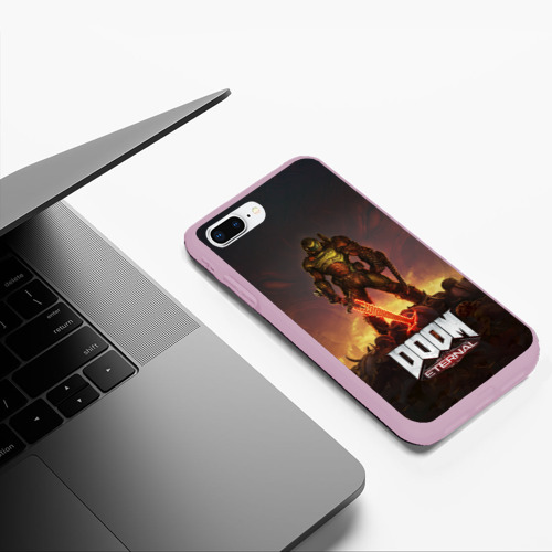 Чехол для iPhone 7Plus/8 Plus матовый Doom eternal, цвет розовый - фото 5