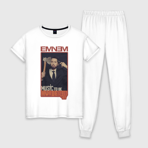 Женская пижама хлопок с принтом Eminem MTBMB, вид спереди #2