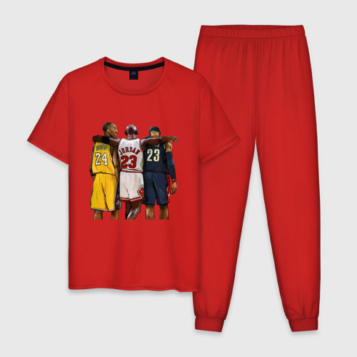 Мужская пижама хлопок Bryant, Jordan, James, цвет красный