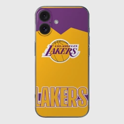 Чехол для iPhone 16 силиконовый с защитой камеры Los Angeles Lakers