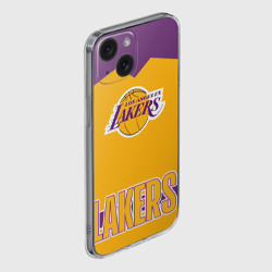 Чехол для iPhone 15 силиконовый с защитой камеры Los Angeles Lakers - фото 2