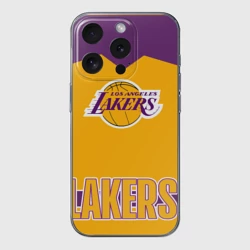Чехол для iPhone 15 Pro Max силиконовый с защитой камеры Los Angeles Lakers