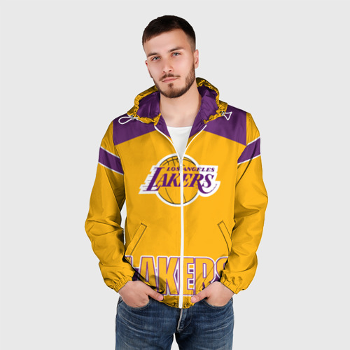 Мужская ветровка 3D Los Angeles Lakers, цвет белый - фото 3